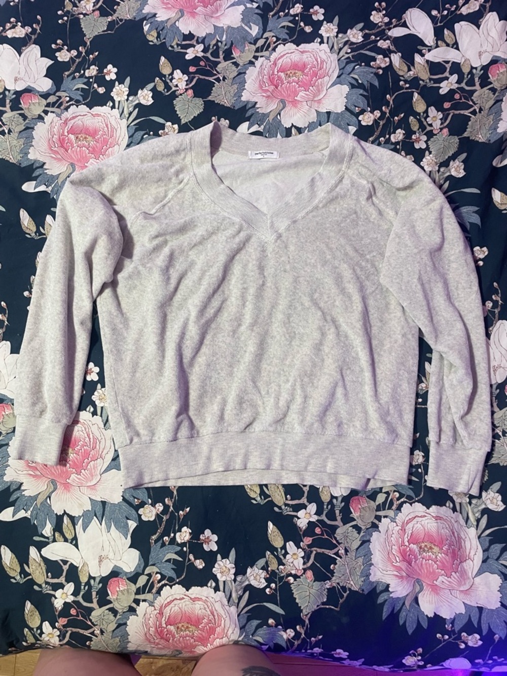 sonny oatmeal loop terry v-neck sweatshirt